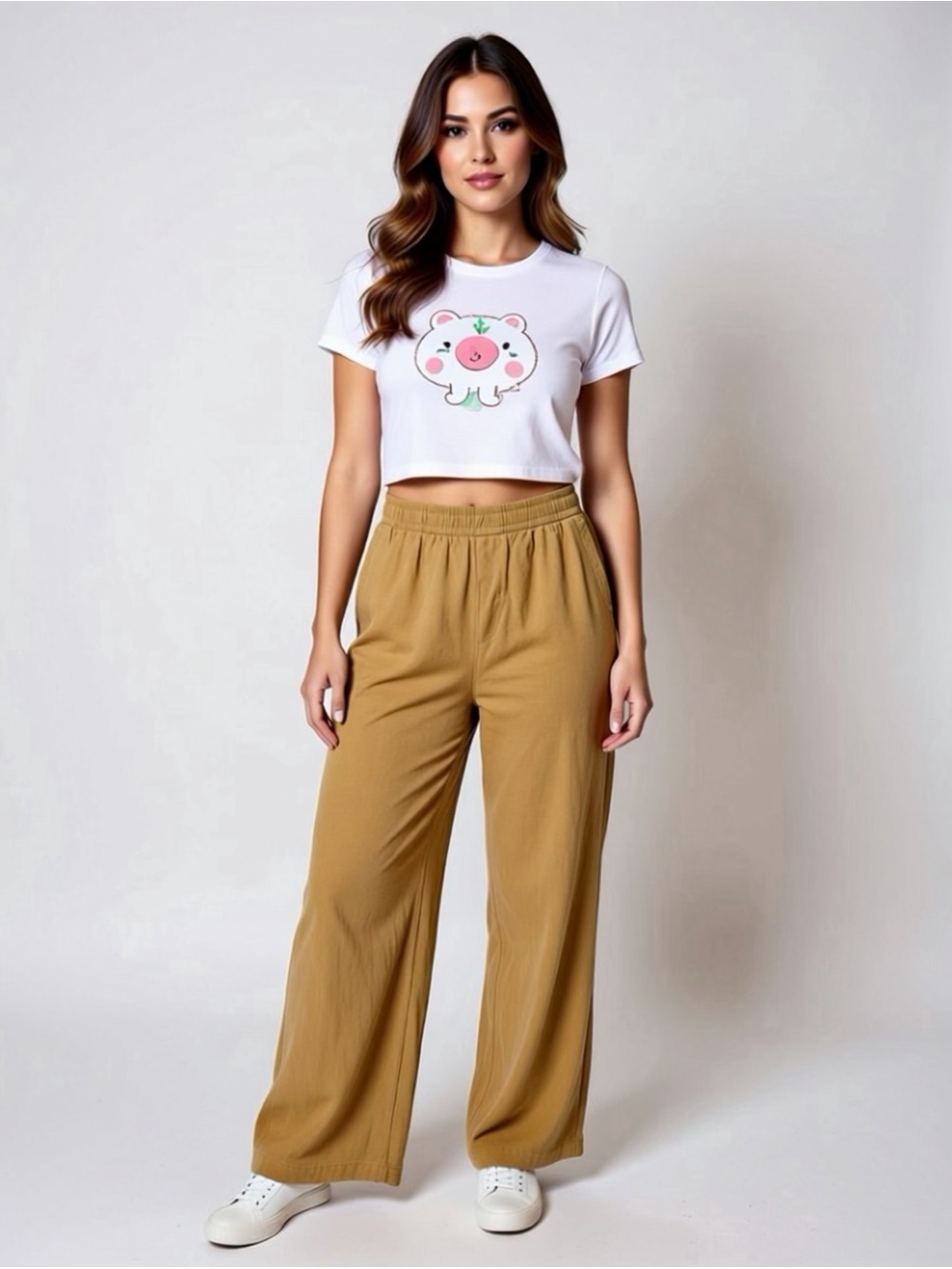 Old Navy Wide-Leg Pull-On Pants — Tan mustard